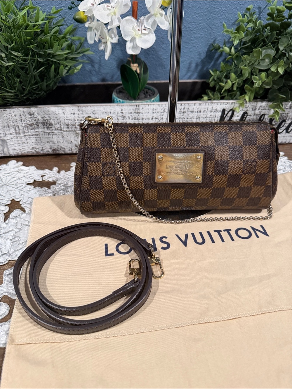Authentic Louis Vuitton Damier Ebene EVA